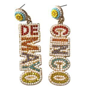 2.5" Womens Dangle Earrings Cinco de Mayo Beaded Festive Jewelry